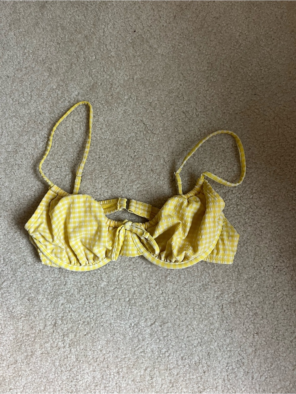 Yellow Gingham Bikini Top